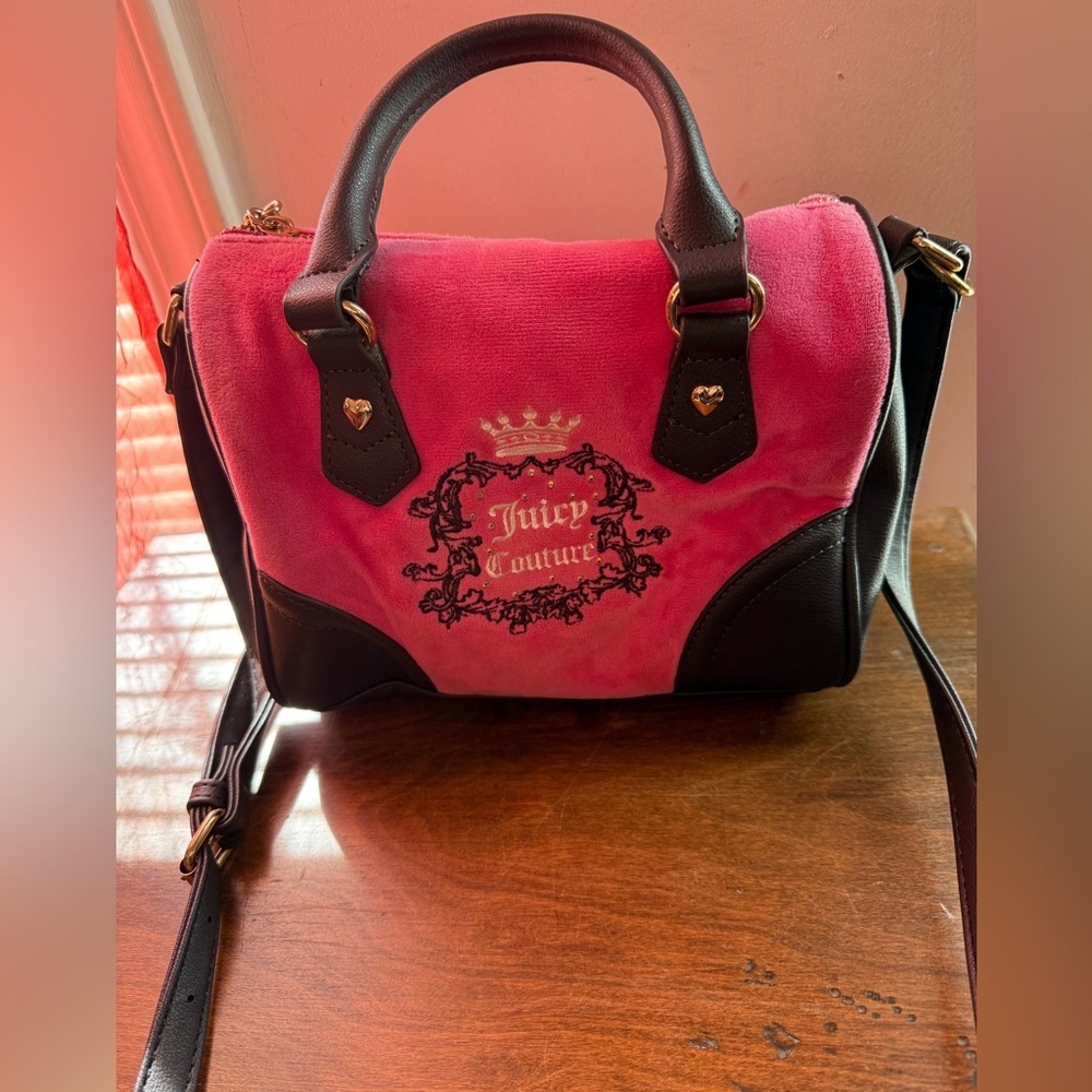 Juicy Couture Velour Satchel with Crossbody Strap